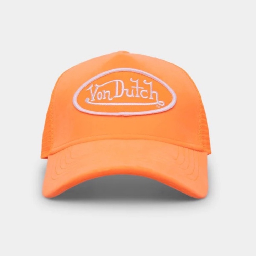 LAST 1- Von Dutch Orange Velvet Trucker Hat - Picture 3 of 5